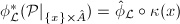 $\phi_\mathcal{L}^*(\mathcal{P}|_{\{x\}\times \hat A})=\hat \phi_\mathcal{L}\circ \kappa(x)$