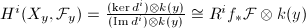 $H^i(X_y,\mathcal{F}_y)=\frac{(\ker d^i)\otimes k(y)}{(\Im d^i)\otimes k(y)}\cong R^if_*\mathcal{F}\otimes k(y)$