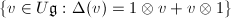 $\{v\in U \mathfrak{g}: \Delta(v)=1\otimes v+v \otimes 1\}$