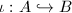 $\iota: A\hookrightarrow B$