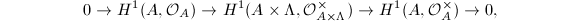 $$0\rightarrow H^1(A,\mathcal{O}_A)\rightarrow H^1(A\times \Lambda,\mathcal{O}_{A\times\Lambda}^\times)\rightarrow H^1(A,\mathcal{O}_A^\times)\rightarrow0,$$