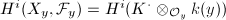 $H^i(X_y,\mathcal{F}_y)=H^i(K^\cdot\otimes_{\mathcal{O}_y} k(y))$