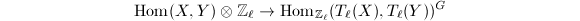 $$\Hom(X,Y)\otimes\mathbb{Z}_\ell\rightarrow \Hom_{\mathbb{Z}_\ell}(T_\ell(X),T_\ell(Y))^G$$