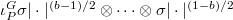 $\iota_P^G \sigma|\cdot|^{(b-1)/2} \otimes \cdots \otimes \sigma|\cdot|^{(1-b)/2}$