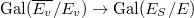 $\Gal(\overline{E_v}/E_v)\rightarrow\Gal(E_S/E)$