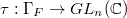 $\tau: \Gamma_F\rightarrow GL_n(\mathbb{C})$