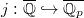 $j: \overline{\mathbb{Q}}\hookrightarrow \overline{\mathbb{Q}_p}$