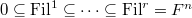 $0\subseteq \Fil^1\subseteq \cdots\subseteq \Fil^r=F^n$