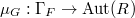 $\mu_G: \Gamma_F\rightarrow\Aut(R)$