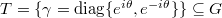 $T=\{\gamma=\diag\{e^{i\theta},e^{-i\theta}\}\}\subseteq G$