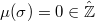 $\mu(\sigma)=0\in \hat{\mathbb{Z}}$