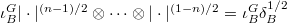 $\iota_B^G |\cdot|^{(n-1)/2} \otimes \cdots \otimes |\cdot|^{(1-n)/2}=\iota_B^G\delta_B^{1/2}$