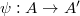 $\psi: A\rightarrow A'$