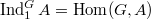 $\Ind_1^GA=\Hom(G,A)$