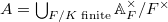 $A=\bigcup_{F/K\text{ finite}} \mathbb{A}_F^\times/F^\times$