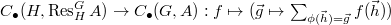 $C_\bullet(H,\Res_H^G A)\rightarrow C_\bullet(G,A): f\mapsto (\vec g\mapsto \sum_{\phi(\vec h)=\vec g}f(\vec h))$