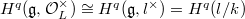 $H^q(\mathfrak{g},\mathcal{O}_L^\times)\cong H^q(\mathfrak{g} ,l^\times)=H^q(l/k)$