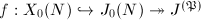 $f: X_0(N)\hookrightarrow J_0(N)\twoheadrightarrow J^{(\mathfrak{P})}$