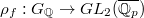 $\rho_f: G_\mathbb{Q}\rightarrow GL_2(\overline{\mathbb{Q}_p})$