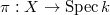 $\pi: X\rightarrow\Spec k$