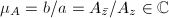 $\mu_A=b/a=A_{\bar z }/A_z\in\mathbb{C}$