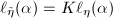 $\ell_{\tilde\eta}(\alpha)=K\ell_{\eta}(\alpha)$