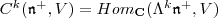 C^k(\mathfrak n^+,V)= Hom_{\mathbf C}(\Lambda^k\mathfrak n^+,V)