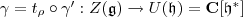 \gamma=t_\rho\circ\gamma^\prime: Z(\mathfrak g)\rightarrow U(\mathfrak h)=\mathbf C[\mathfrak h^*]