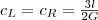 c_L=c_R=\frac{3l}{2G}