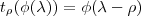t_\rho (\phi(\lambda))=\phi(\lambda -\rho) t_\rho (\phi(\lambda))=\phi(\lambda -\rho)