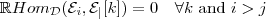 \mathbb{R}Hom_\mathcal{D}(\mathcal{E}_i,\mathcal{E_j}[k]) = 0 \quad \forall k \mbox{ and } i>j