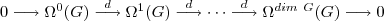 0\longrightarrow \Omega^0(G)\stackrel{d}\longrightarrow \Omega^1(G)\stackrel{d}\longrightarrow\cdots\stackrel{d}\longrightarrow\Omega^{dim\ G}(G)\longrightarrow 0 0\longrightarrow \Omega^0(G)\stackrel{d}\longrightarrow \Omega^1(G)\stackrel{d}\longrightarrow\cdots\stackrel{d}\longrightarrow\Omega^{dim\ G}(G)\longrightarrow 0