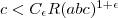 c < C_ \epsilon R(abc)^{1+\epsilon}