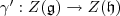 \gamma^\prime: Z(\mathfrak g)\rightarrow Z(\mathfrak h)
