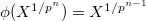 $\phi(X^{1/p^n})=X^{1/p^{n-1}}$