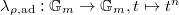 $\lambda_{\rho,\mathrm{ad}}: \mathbb{G}_m\rightarrow \mathbb{G}_m, t\mapsto t^n$