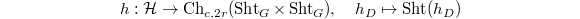 $$h: \mathcal{H}\rightarrow \Ch_{c,2r}(\Sht_G\times\Sht_G),\quad h_D\mapsto \Sht(h_D)$$