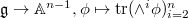 $\mathfrak{g}\rightarrow \mathbb{A}^{n-1}, \phi\mapsto \tr(\wedge^i\phi)_{i=2}^n$