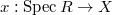 $x: \Spec R\rightarrow X$