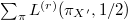 $\sum_\pi L^{(r)}(\pi_{X'},1/2)$