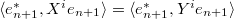 $\langle e_{n+1}^*, X^ie_{n+1}\rangle=\langle e_{n+1}^*, Y^i e_{n+1}\rangle$