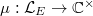 $\mu: \mathcal{L}_E\rightarrow \mathbb{C}^\times$