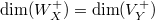 $\dim (W_X^+)=\dim (V_Y^+)$