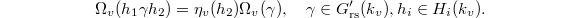 $$\Omega_{v}(h_1\gamma h_2)=\eta_v(h_2)\Omega_v(\gamma),\quad \gamma\in G_\mathrm{rs}'(k_v), h_i\in H_i(k_v).$$