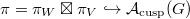 $\pi=\pi_W \boxtimes \pi_V\hookrightarrow \mathcal{A}_\mathrm{cusp}(G)$