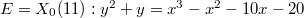 $E=X_0(11): y^2+y=x^3-x^2-10x-20$