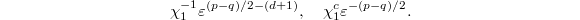 $$\chi_1^{-1}\varepsilon^{(p-q)/2-(d+1)}, \quad \chi_1^c\varepsilon^{-(p-q)/2}.$$