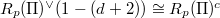 $R_p(\Pi)^\vee(1-(d+2))\cong R_p(\Pi)^c$