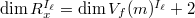 $\dim R_x^{I_\ell}=\dim V_f(m)^{I_\ell}+2$