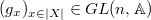 $(g_x)_{x\in |X|}\in GL(n, \mathbb{A})$